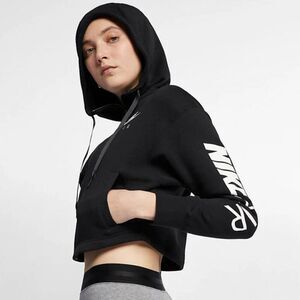 Nike Air Full Zip Cropped Sweatshirt Full Zip Hoodie Women's Medium Black White